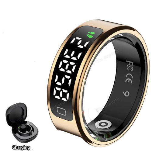 Smart Ring with Charging Case 5ATM Waterproof Blood Oxygen Heart Rate Sleep Health Monitoring Sports Ring Men Women Fashion Ring