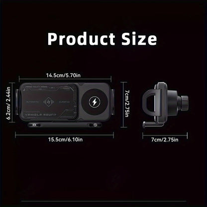 2025 New Style Folding Screen Car Phone Holder 15W Wireless Fast Charger Intelligent Automatic Clamping Vehicle Mount Auto Rotat
