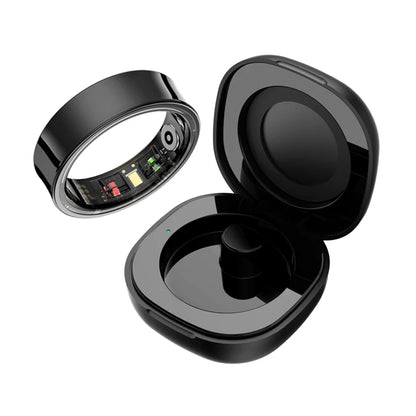 R09 Smart Ring Men Women with Charging Case,Heart Rate Blood Oxygen,Skin Temperature Monitor,5ATM Waterproof For Android iOS