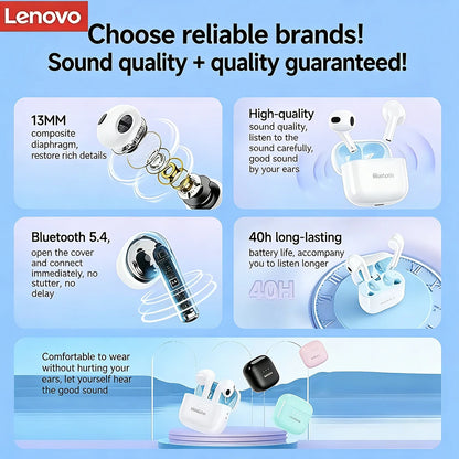 Original Lenovo LP40Pro TWS Bluetooth 5.1 Quick Connect Earphone Ergonomic Design Headphones Powerful Transmission Speed Headset