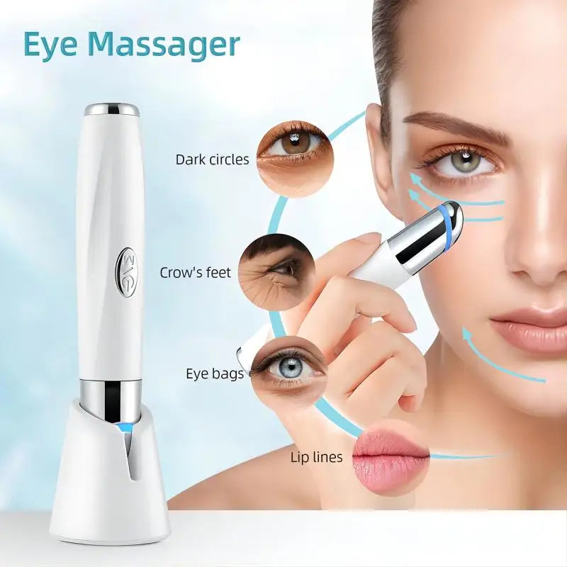 Eye Care Beauty Device Facial Massager 3 in 1 LED Photon Light Wand for Relax Eye Dark Circles Eye Bags Puffiness Skincare Tool