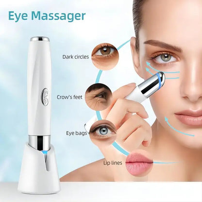 Eye Care Beauty Device Facial Massager 3 in 1 LED Photon Light Wand for Relax Eye Dark Circles Eye Bags Puffiness Skincare Tool