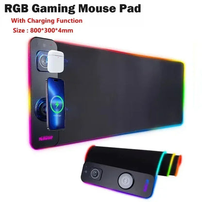 Magnetic Wireless Charging RGB Mouse Pad Charger for Phone Watch Headphone Gaming Mousepad Desktop PC Laptop Tablet Mouse Mat