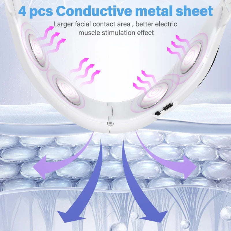 4 in 1 Electric Double Chin Remover V Line Face Slimming Massager Face Lift Device with Remote Controllor for Facial Contouring