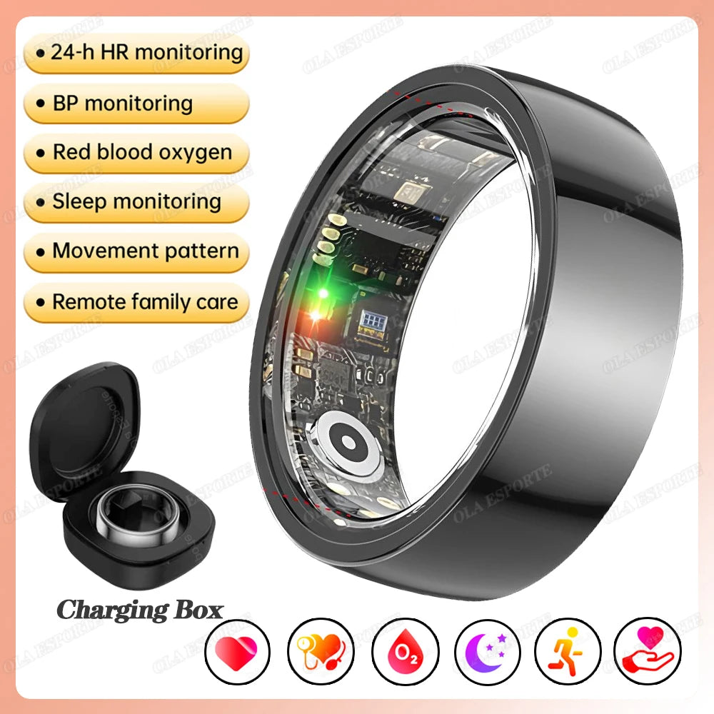 New 5ATM Smart Ring GPS Tracker Heart Rate Blood Pressure Sleep Monitor BT Call Sport Mode Smart Ring Men Women For Android IOS