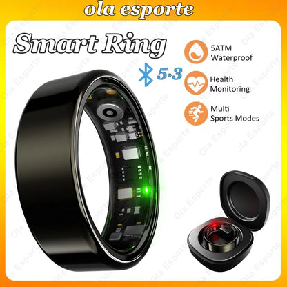 For Smart Ring Men Women Bluetooth Monitor Blood Heart Rate Blood Oxygen Monitor Smartring Multi Sport 5ATM Waterproof 2026 New
