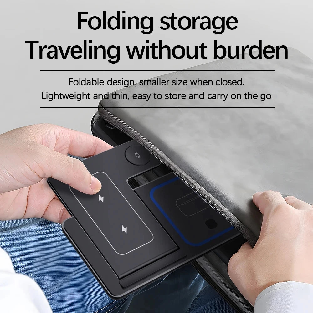 15W LED Fast Wireless Charger Stand 3 in 1 Foldable Charging Station Fast Charging Dock With LED Indicator Portable Desktop Trav