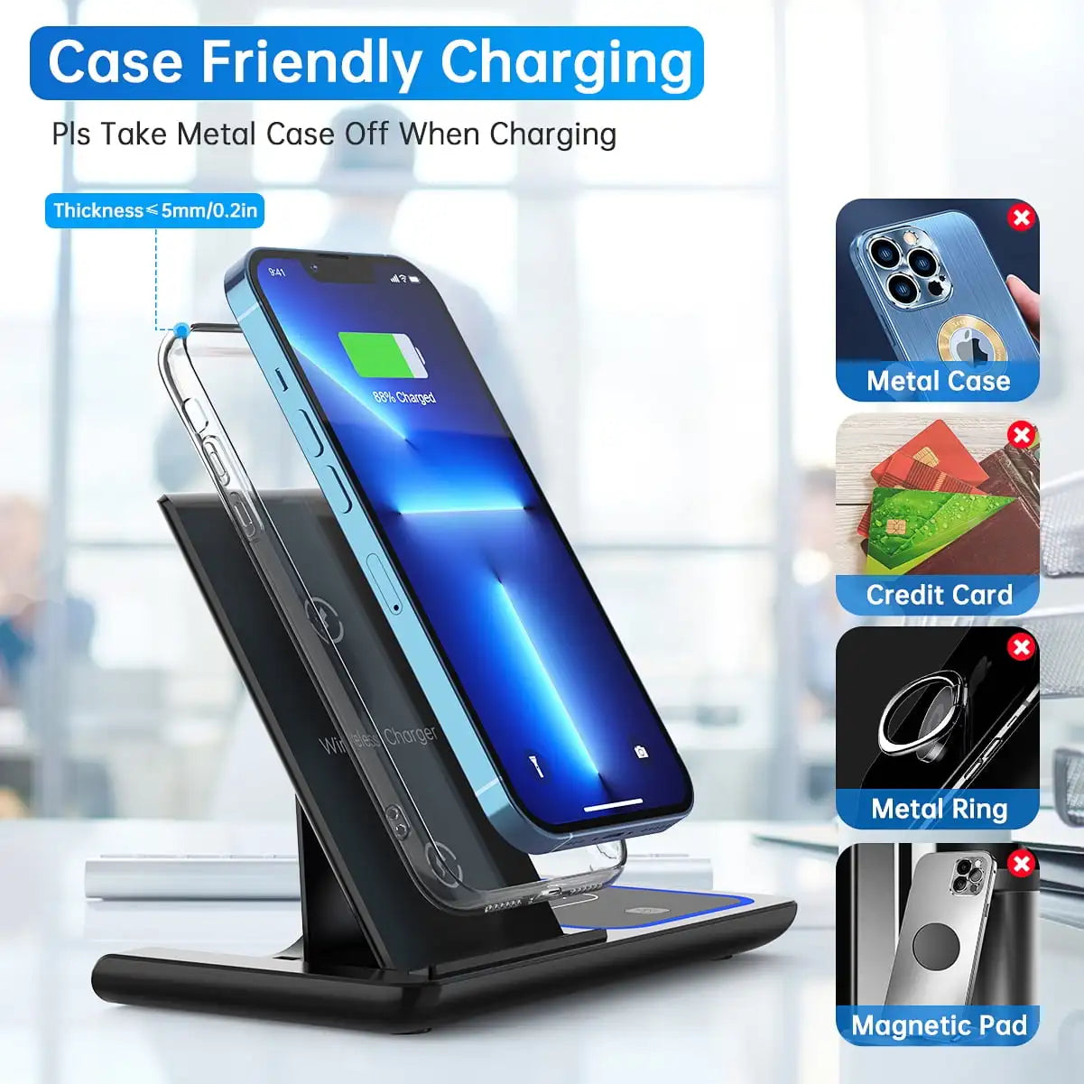 3 in 1 Wireless Charging Station for MagSafe Compatible iPhone 17 16 15 14 Pro Max Apple Watch AirPods Fast Charger Stand Dock