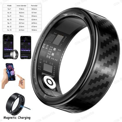 New Smart Ring Message Reminder, Call Alert Heart Rate Blood Oxygen Sleep Monitor Pedometer 5 ATM Waterproof Smartring Men Women