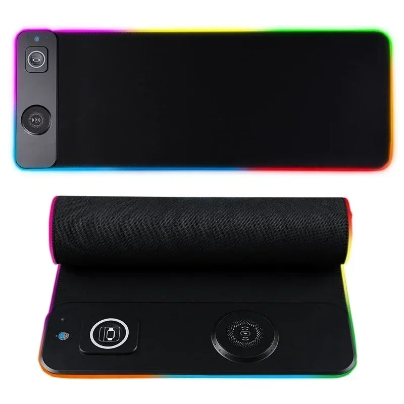 Magnetic Wireless Charging RGB Mouse Pad Charger for Phone Watch Headphone Gaming Mousepad Desktop PC Laptop Tablet Mouse Mat