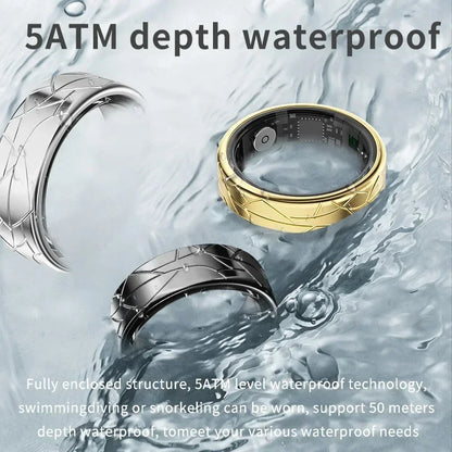 Smart Ring Health Monitoring IP68&5ATM Waterproof for Women Men Multi-sport Modes Bluetooth Sleep Tracker Finger Ring for Photo