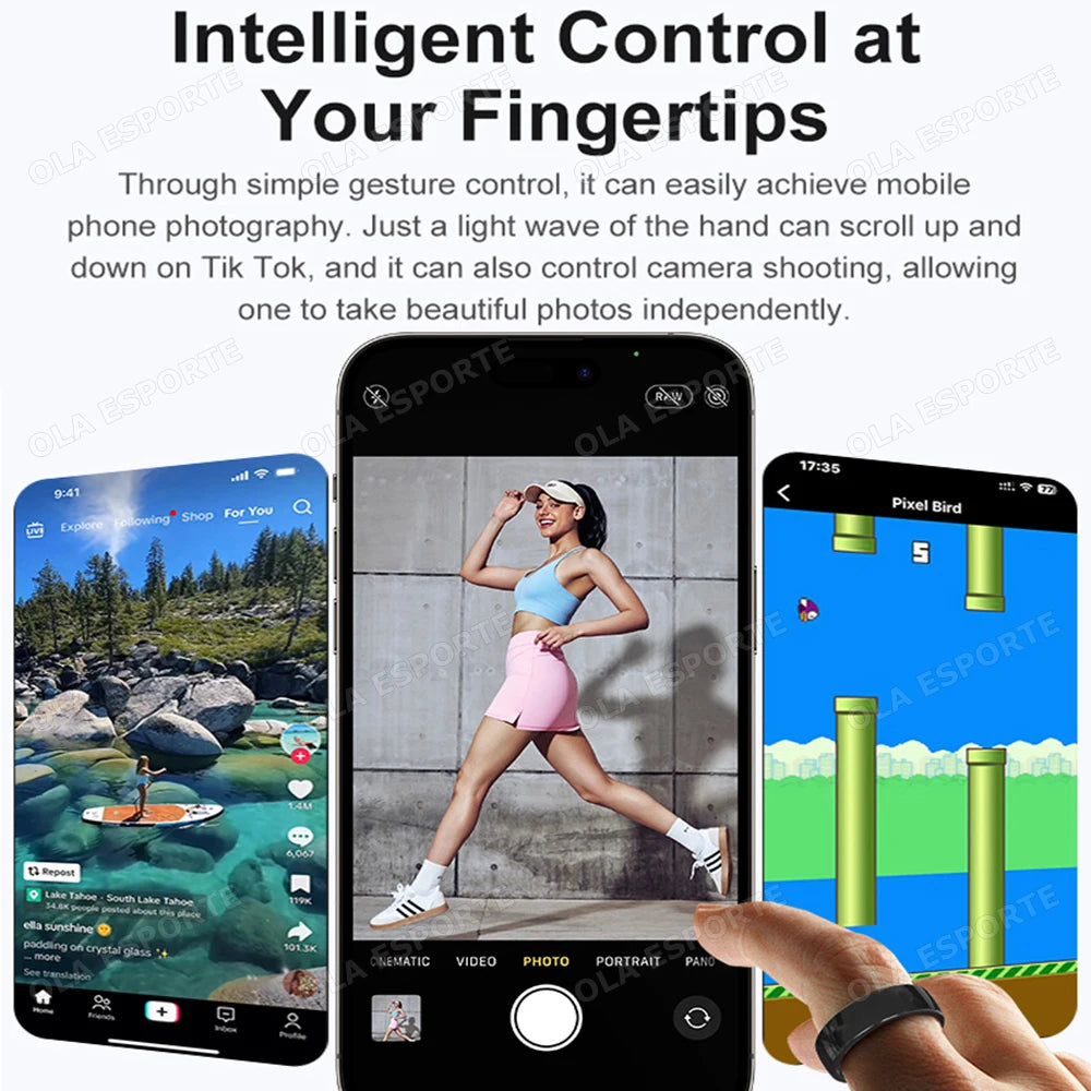 New Men Women Couple Smart Ring Health and Sleep Monitoring Multi Sport Mode Gesture Control 5ATM Waterproof With Charging Case
