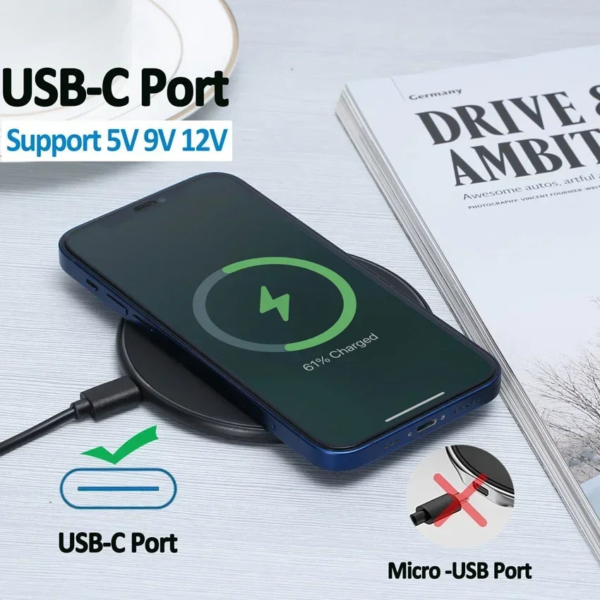Wireless Charger Pad For iPhone 14 13 16 15 11Pro XS Max Induction Fast Wireless Charging Station For Samsung Xiaomi Huawei