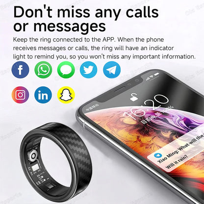New Smart Ring Message Reminder, Call Alert Heart Rate Blood Oxygen Sleep Monitor Pedometer 5 ATM Waterproof Smartring Men Women