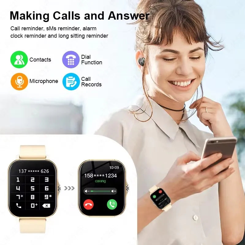 2025 New Smart Watch Bluetooth Call Music Heart Rate Blood Pressure Monitor Smartwatch for Women Men Holiday Gifts