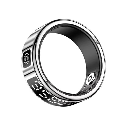 LED Display Screen Smart Ring for Sleep Heart Rate Oxygen Monitoring Multi Sports Modes Waterproof Bluetooth 5.1 Women Men Rings