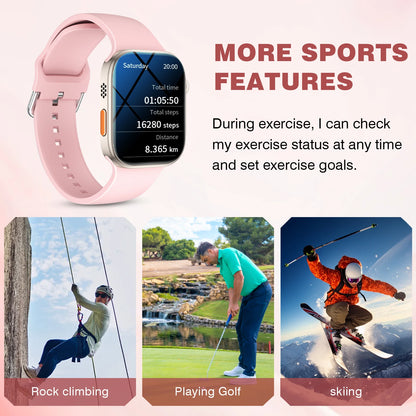 Smart watch, wireless calling, message reminder, multi-sport mode, 2.01-inch HD screen, custom dial wallpaper, unisex