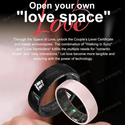New Men Women Couple Smart Ring Health and Sleep Monitoring Multi Sport Mode Gesture Control 5ATM Waterproof With Charging Case