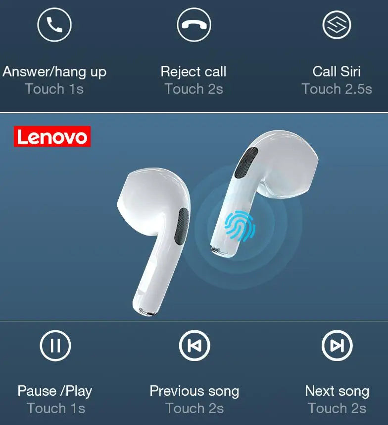 Lenovo HT38 TWS Earphone Wireless Fone Bluetooth Headphones AI Control Mini Headset Dual Mic Noise Reduction HiFi Stereo Earbuds