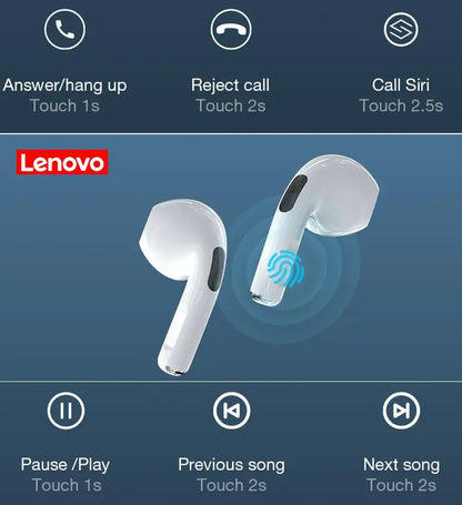 Lenovo HT38 TWS Earphone Wireless Fone Bluetooth Headphones AI Control Mini Headset Dual Mic Noise Reduction HiFi Stereo Earbuds