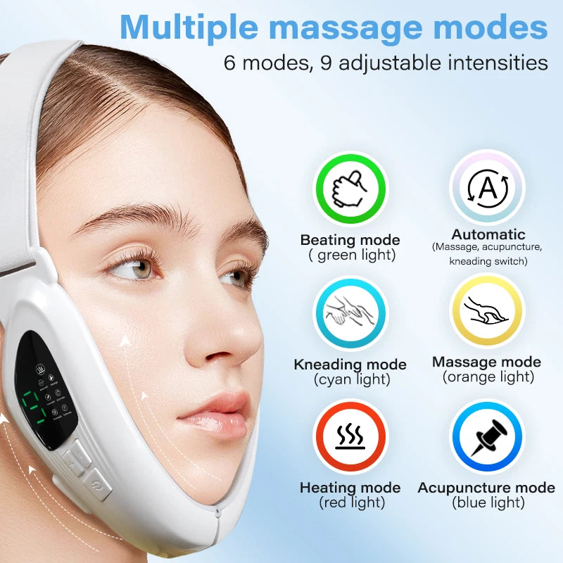 4 in 1 Electric Double Chin Remover V Line Face Slimming Massager Face Lift Device with Remote Controllor for Facial Contouring