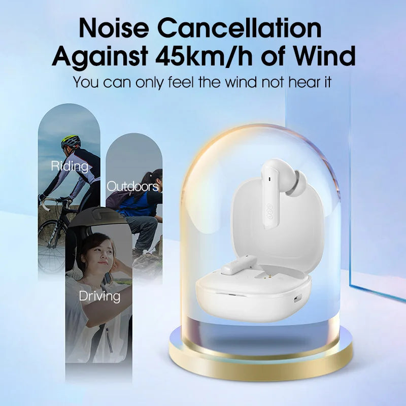QCY HT05 ANC Wireless Earphones 40dB Active Noise Cancelling Bluetooth 5.2 Headphones 6 Mic ENC HD Call Headset TWS Earbuds