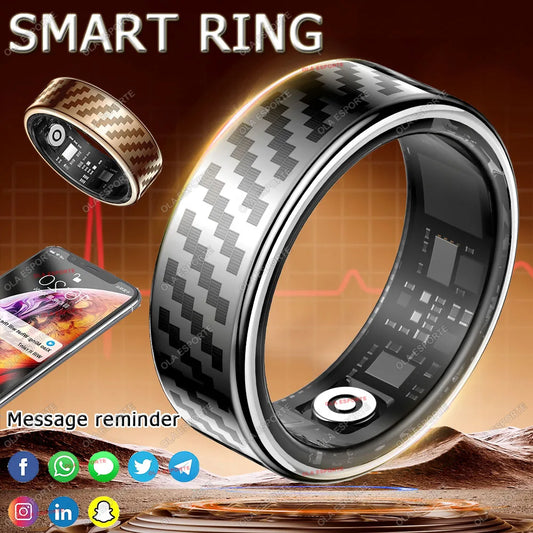 New Smart Ring Message Reminder, Call Alert Heart Rate Blood Oxygen Sleep Monitor Pedometer 5 ATM Waterproof Smartring Men Women