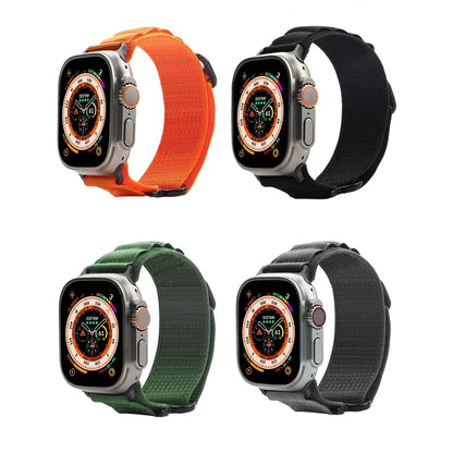 Tactical Nylon Strap for Apple Watch Ultra 2 Band 49mm 44mm 41mm 45mm 40mm 42mm Bracelet for Iwatch Series 9 8 7 6 SE 5 4 Sports