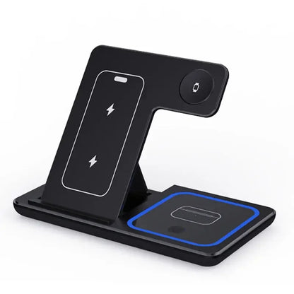 100W 3-in-1 Foldable Fast Wireless Charging Stand Multi-device Simultaneous Charger Dock for Phones Smart Watches Earbuds Portab