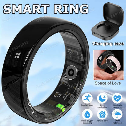 New Men Women Couple Smart Ring Health and Sleep Monitoring Multi Sport Mode Gesture Control 5ATM Waterproof With Charging Case