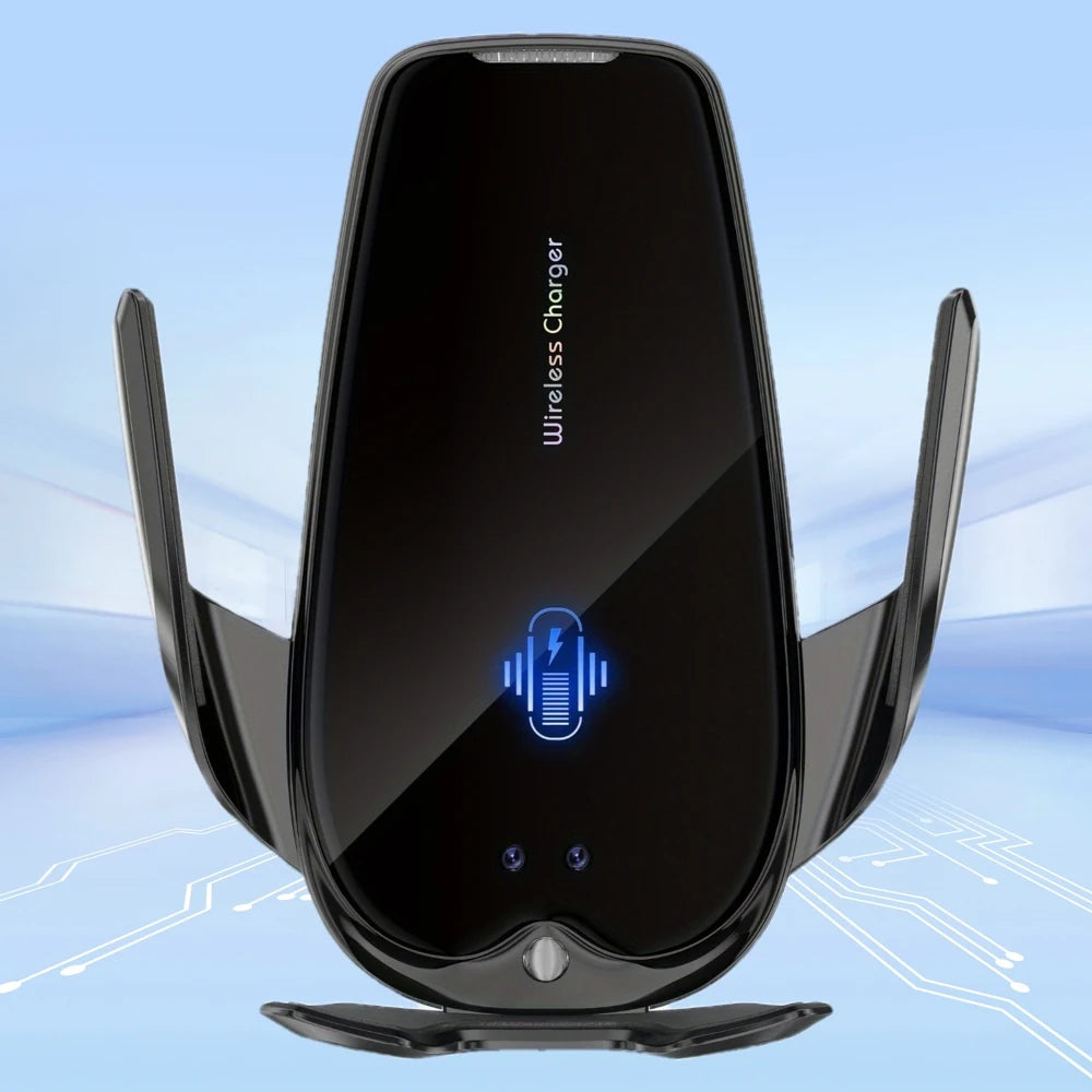 15W Fast Wireless Charger Magnetic Automatic Infrared Smart Sensing Car Mount Phone Holder Luxury Glass Panel Ball Joint Adjustm
