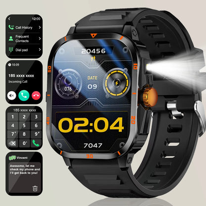 2025 Men's Smart Watch with Wireless Calling, Dual Straps (Stainless Steel+Silicone), Step Counter Flashlight & Message Reminder