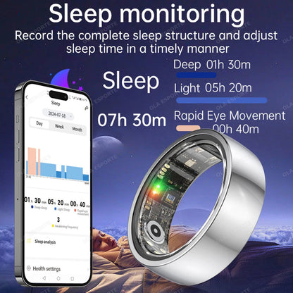 New 5ATM Smart Ring GPS Tracker Heart Rate Blood Pressure Sleep Monitor BT Call Sport Mode Smart Ring Men Women For Android IOS