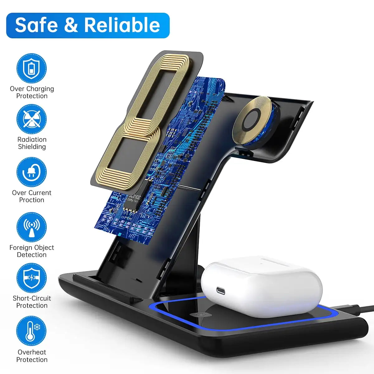3 in 1 Wireless Charging Station for MagSafe Compatible iPhone 17 16 15 14 Pro Max Apple Watch AirPods Fast Charger Stand Dock