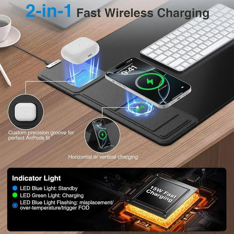 15WFast Charging Simple Atmospheric Magnetic Separation Two-in-One Mobile Phone Wireless Charging Mouse Pad