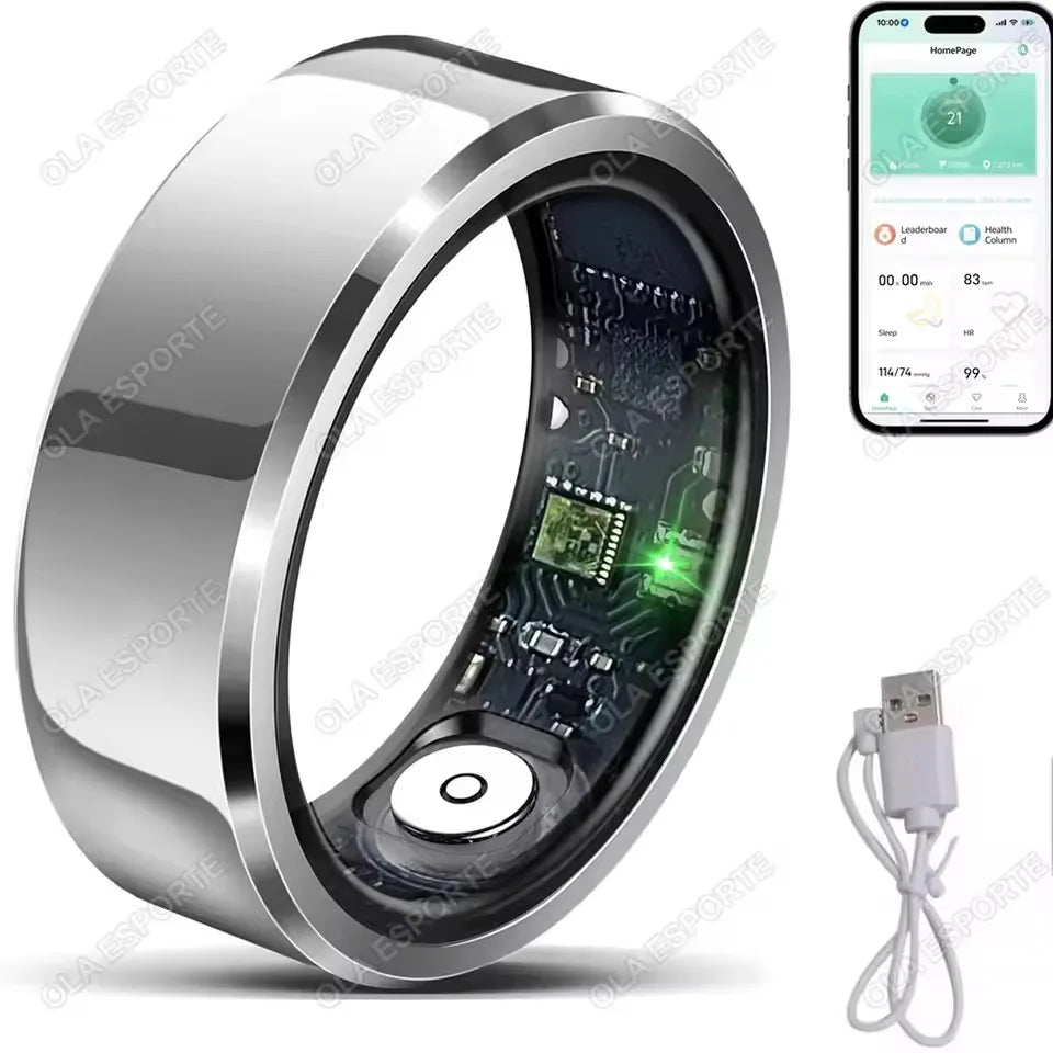 2026 Smart Ring Blood Pressure Heart Rate Sleep Monitoring Smartring IP68 & 5ATM Waterproof Multi-sport Mode Smartring Man Women