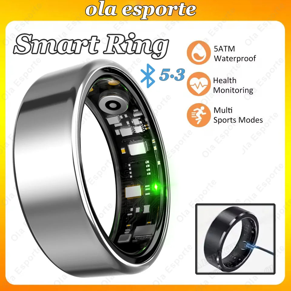 For Smart Ring Men Women Bluetooth Monitor Blood Heart Rate Blood Oxygen Monitor Smartring Multi Sport 5ATM Waterproof 2026 New