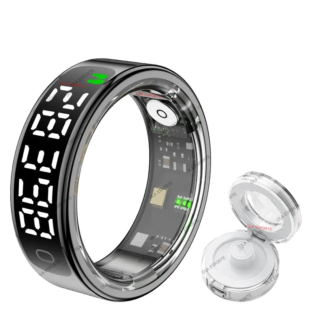 Smart Ring with Charging Case 5ATM Waterproof Blood Oxygen Heart Rate Sleep Health Monitoring Sports Ring Men Women Fashion Ring