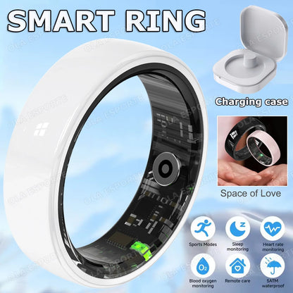 New Men Women Couple Smart Ring Health and Sleep Monitoring Multi Sport Mode Gesture Control 5ATM Waterproof With Charging Case