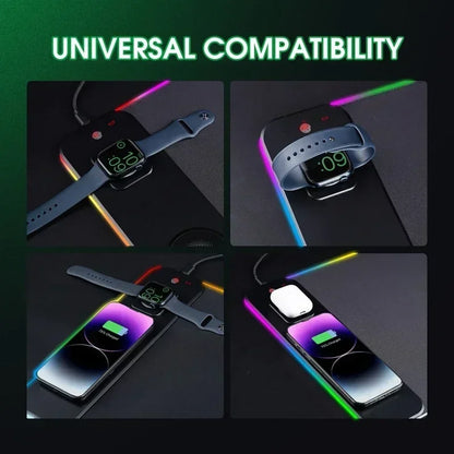 Magnetic Wireless Charging RGB Mouse Pad Charger for Phone Watch Headphone Gaming Mousepad Desktop PC Laptop Tablet Mouse Mat