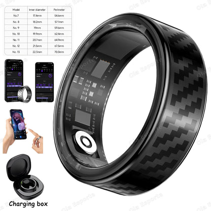 New Smart Ring Message Reminder, Call Alert Heart Rate Blood Oxygen Sleep Monitor Pedometer 5 ATM Waterproof Smartring Men Women
