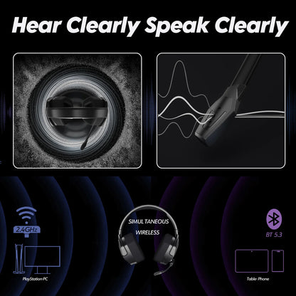 NUBWO G06 Dual Wireless Gaming Headphones 2.4GHz Bluetooth 5.3 Headsets Gamer with Microphone for PS5, PS4, PC, Mobile, Switch