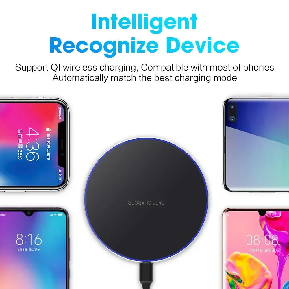 Wireless Charger Pad For iPhone 14 13 16 15 11Pro XS Max Induction Fast Wireless Charging Station For Samsung Xiaomi Huawei