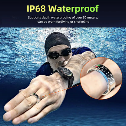 LED Display Screen Smart Ring for Sleep Heart Rate Oxygen Monitoring Multi Sports Modes Waterproof Bluetooth 5.1 Women Men Rings