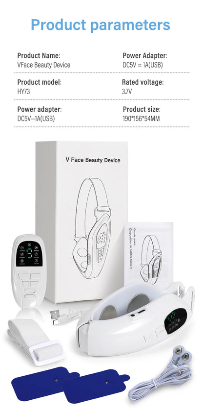 4 in 1 Electric Double Chin Remover V Line Face Slimming Massager Face Lift Device with Remote Controllor for Facial Contouring