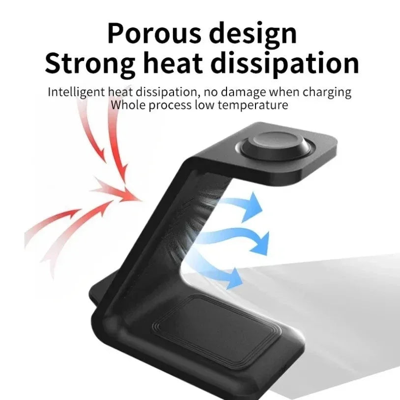 Wireless Charging Station Dock，3in 1 Wireless Charger for iPhone series, for iWatch 11/10/9Ultra, Phone Stand for AirPods 4/3/2