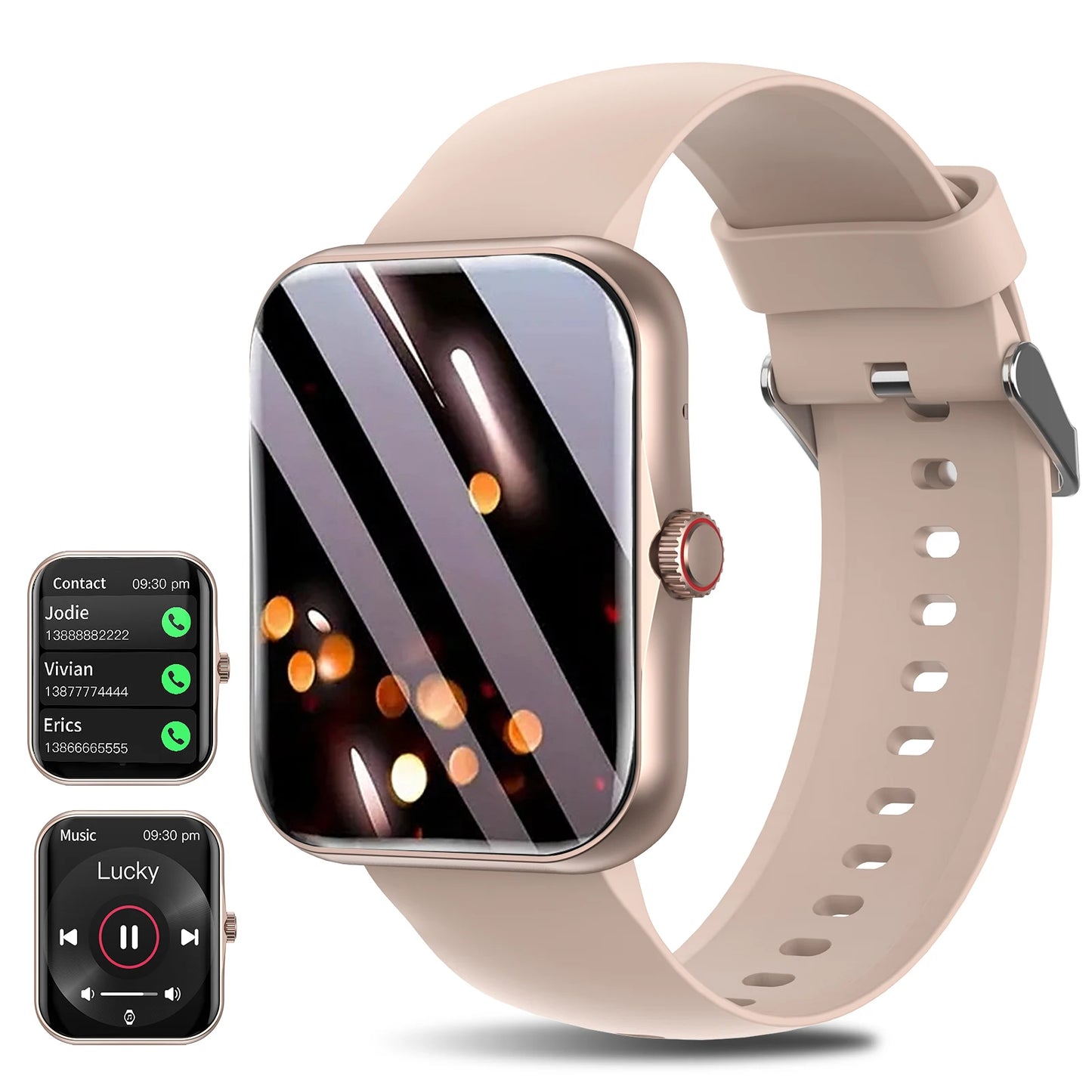 Smartwatch, custom wallpaper, call/message alerts, wireless calling, unisex sports watch, for Android and iPhone