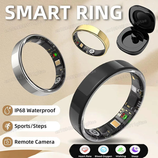 2026 New Smart Ring Heart Rate Blood Pressure Sleep Monitoring Motion Tracking IP68 Waterproof Men Women Smart Ring Holiday Gift
