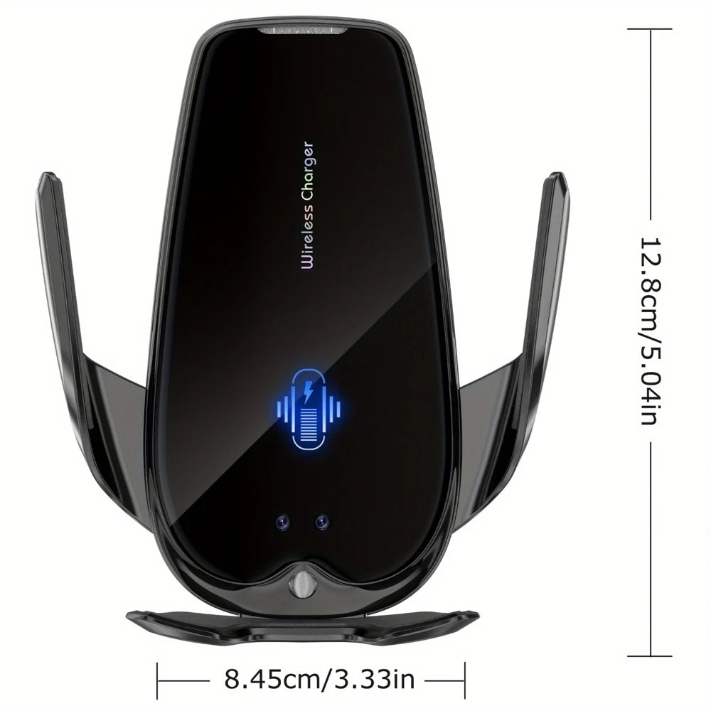 15W Fast Wireless Charger Magnetic Automatic Infrared Smart Sensing Car Mount Phone Holder Luxury Glass Panel Ball Joint Adjustm